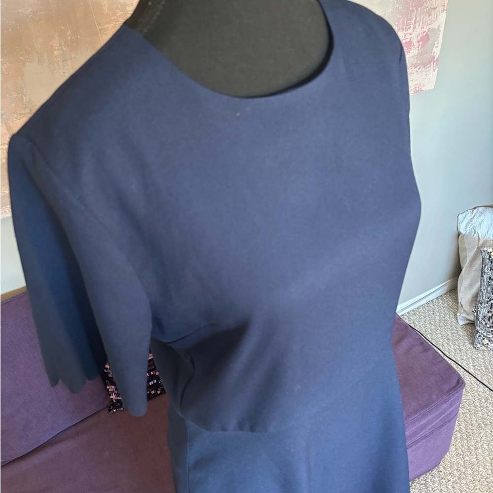 Banana Republic Midi‎ Short Sleeve Dress in Navy Blue with Stylish Design Size 6 - Picture 8 of 11